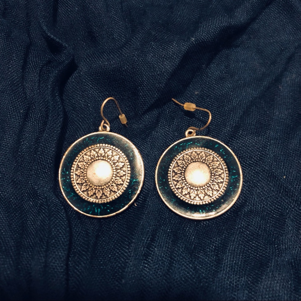 Blue and silver sun earrings
